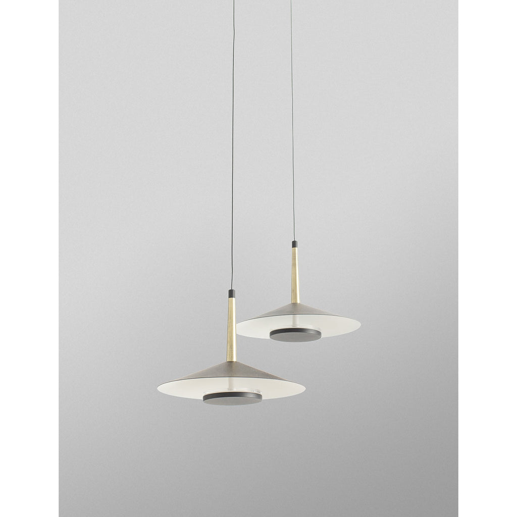 M7306 Orion 2 Light Linear Pendant 16W LED Black /Antique Brass