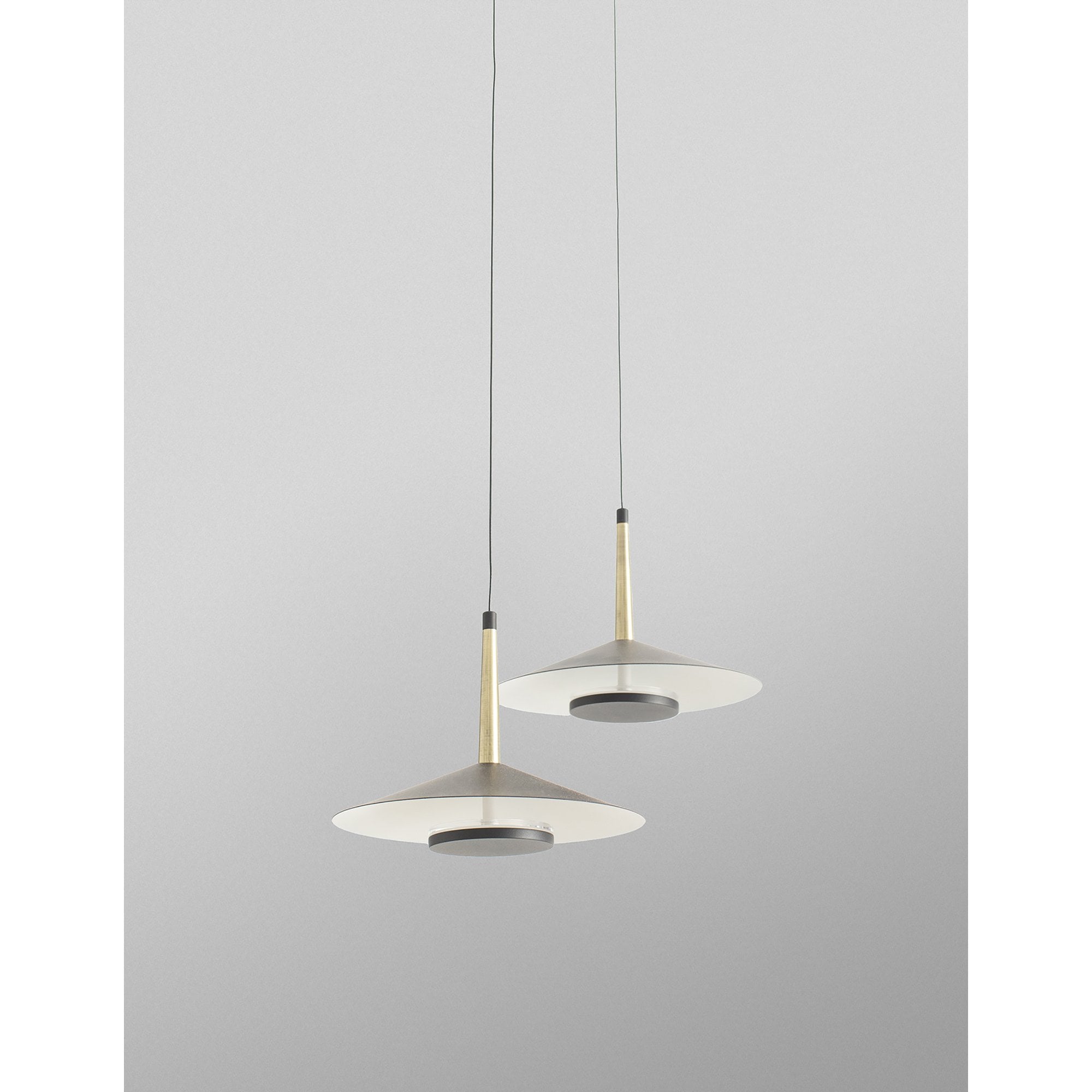 M7306 Orion 2 Light Linear Pendant 16W LED Black /Antique Brass