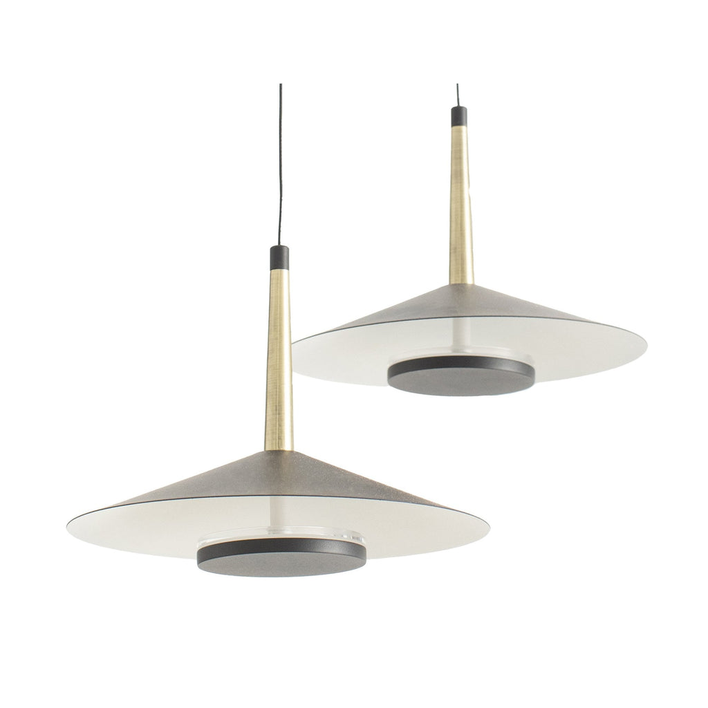 M7306 Orion 2 Light Linear Pendant 16W LED Black /Antique Brass