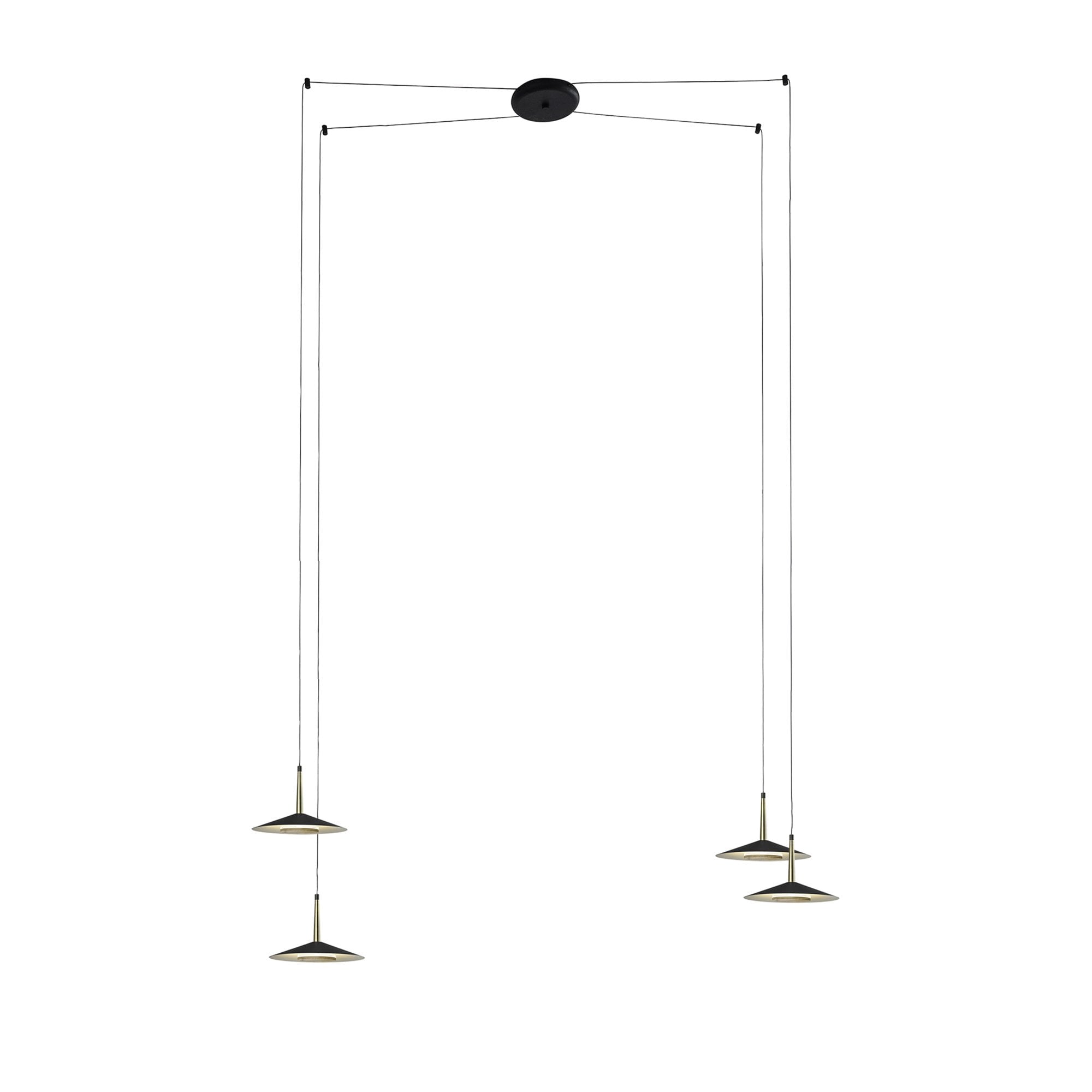 M7307 Orion 4 Light Linear Pendant 32W LED Black /Antique Brass
