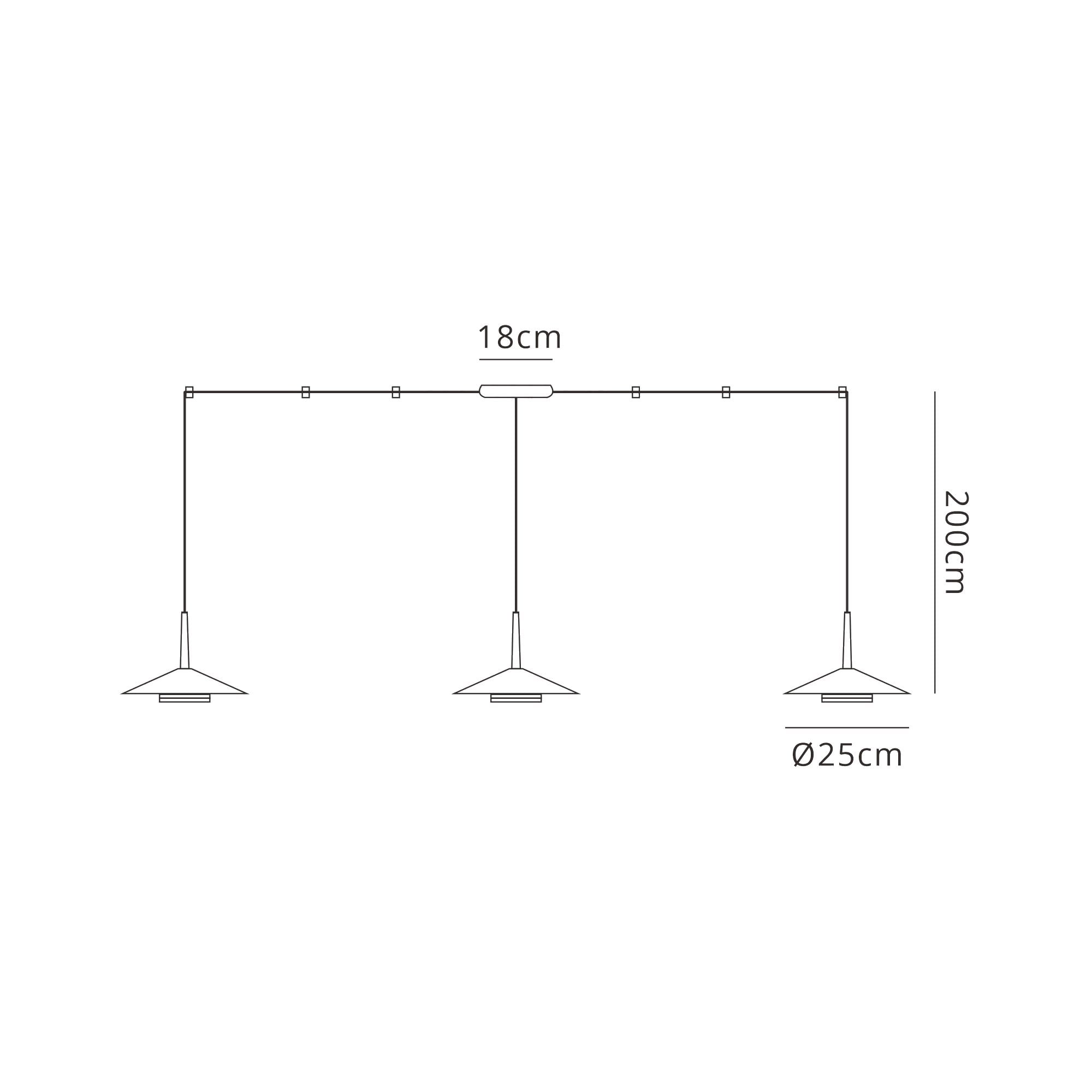 M7307 Orion 4 Light Linear Pendant 32W LED Black /Antique Brass