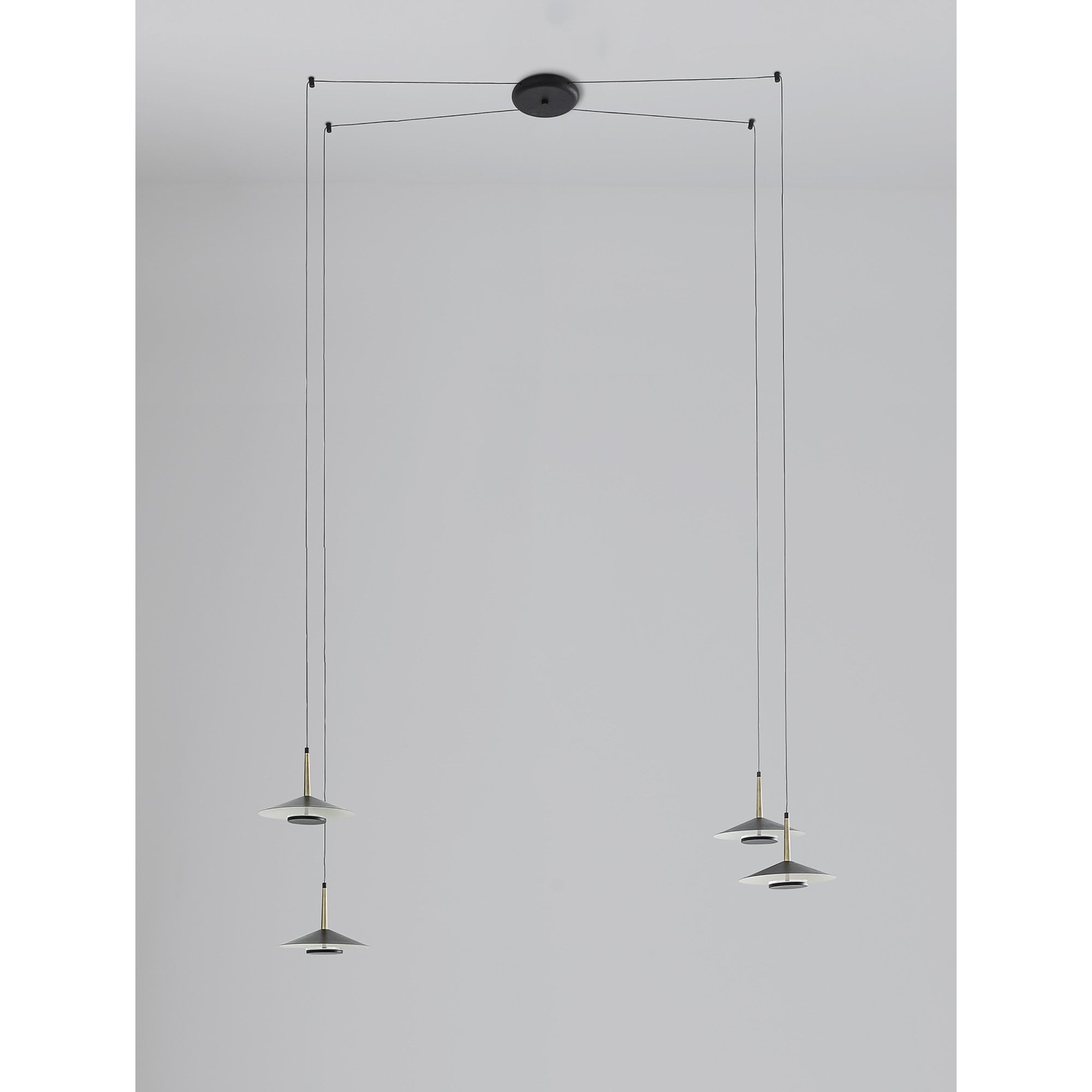 M7307 Orion 4 Light Linear Pendant 32W LED Black /Antique Brass