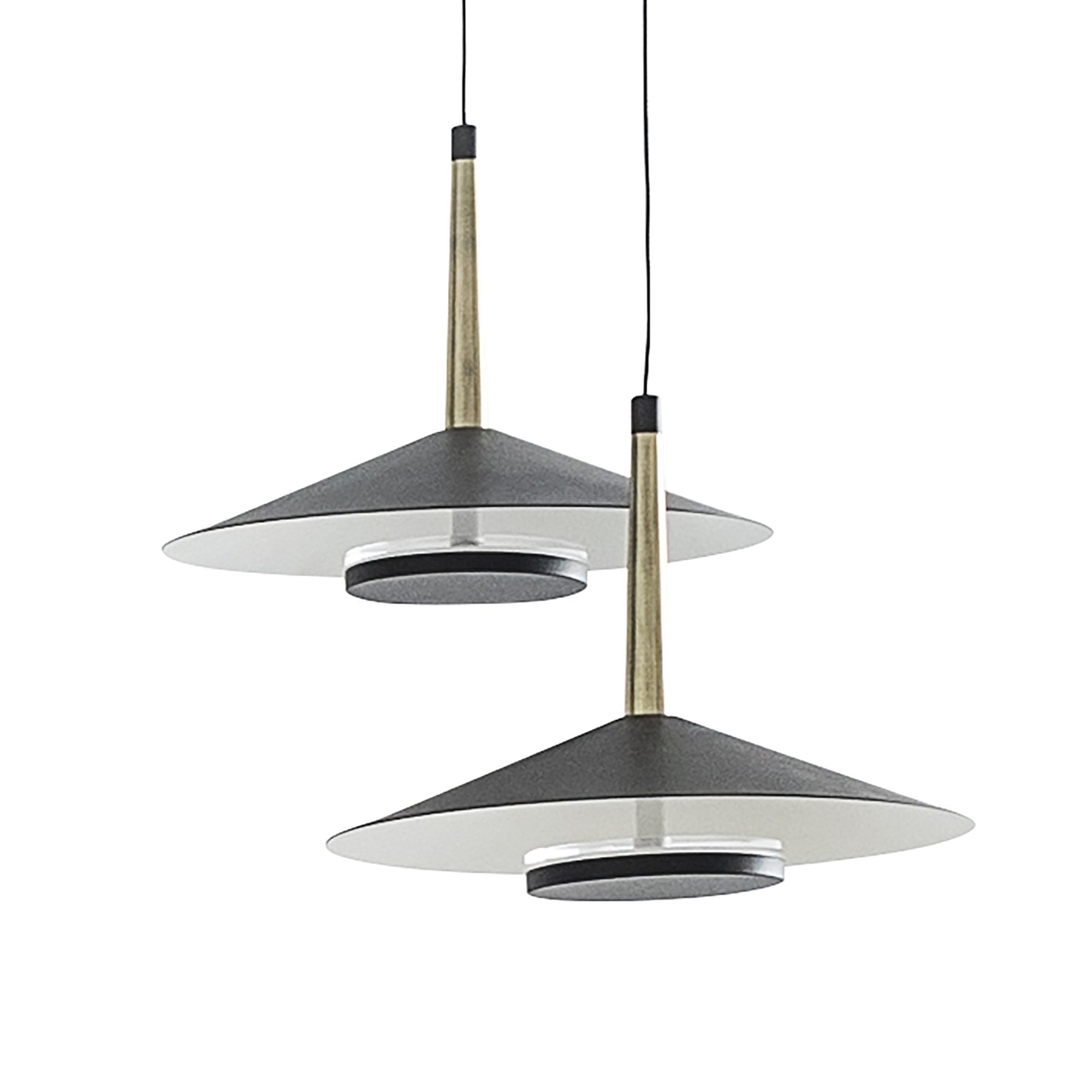 M7307 Orion 4 Light Linear Pendant 32W LED Black /Antique Brass