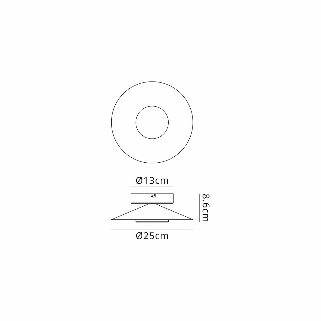 M8124 Orion Ceiling 25cm Round 8W LED Gold Leaf/Black