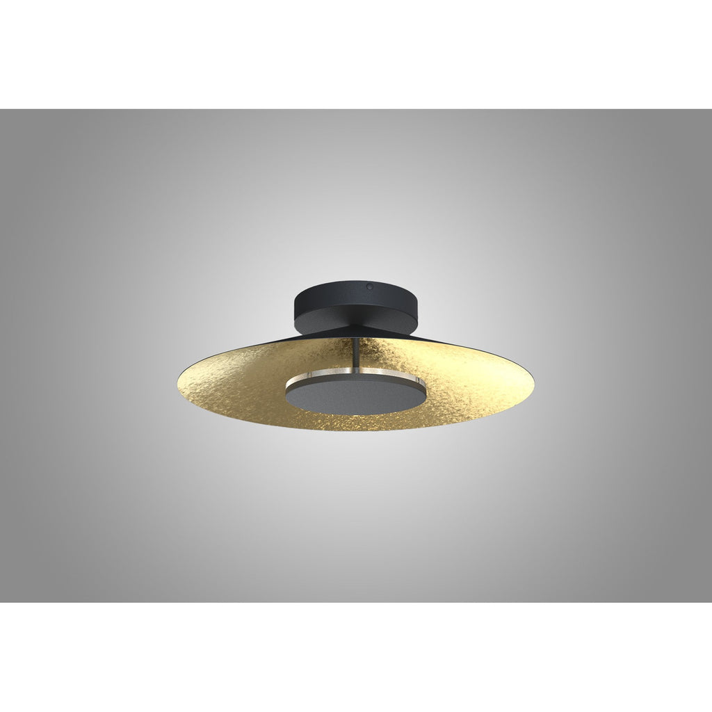 M8124 Orion Ceiling 25cm Round 8W LED Gold Leaf/Black