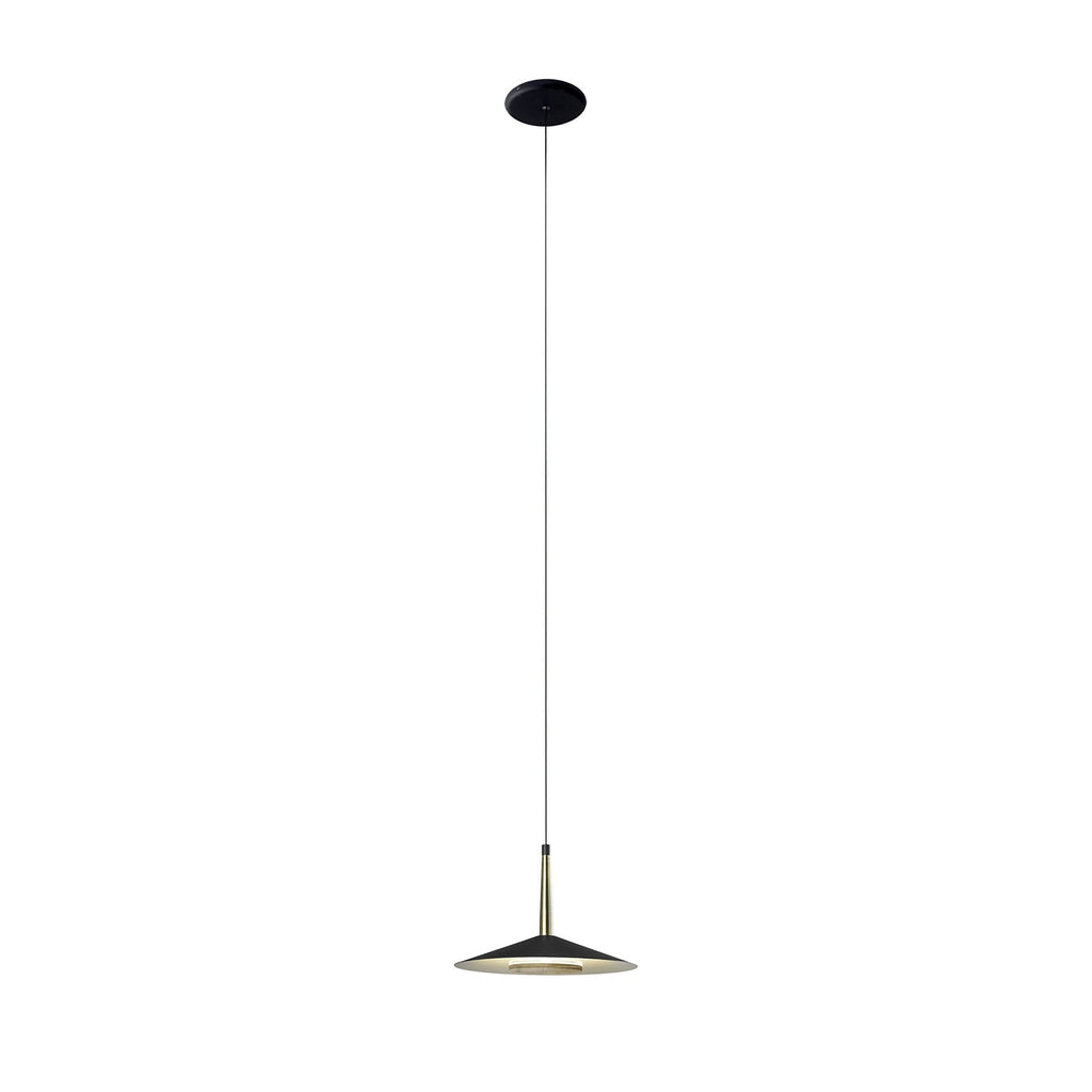 M7305 Orion 1 Light Pendant 8W LED Black/Antique Brass