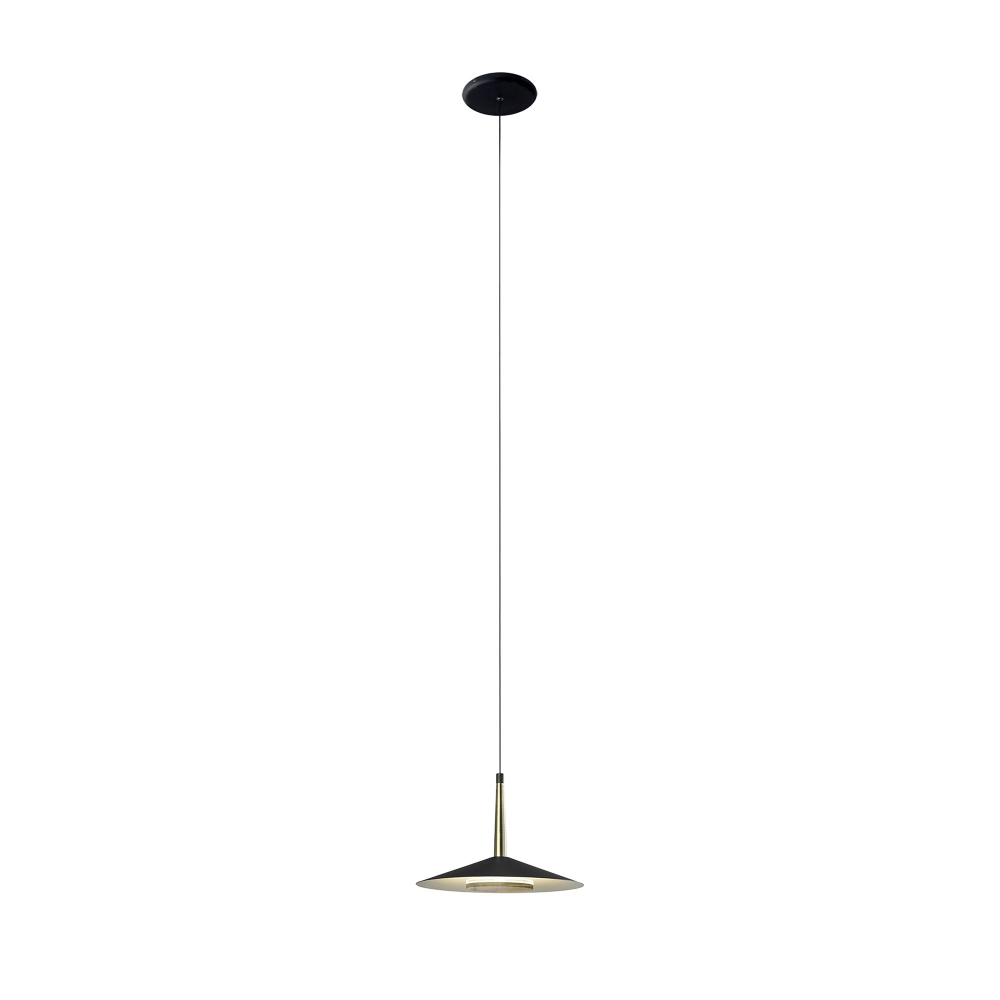 M7305 Orion 1 Light Pendant 8W LED Black/Antique Brass