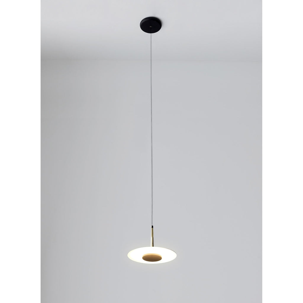 M7305 Orion 1 Light Pendant 8W LED Black/Antique Brass