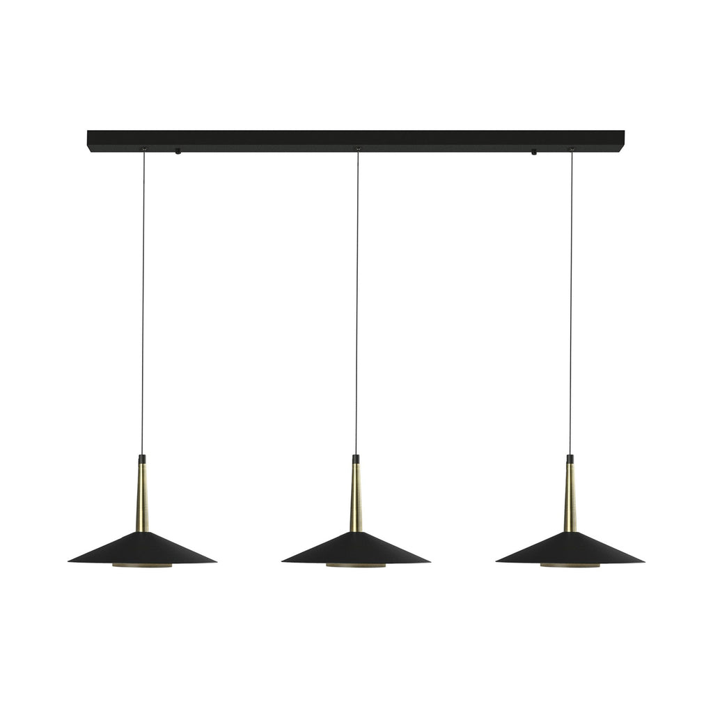 M7475 Orion 3 Light Linear Pendant 24W LED Black/Antique Brass