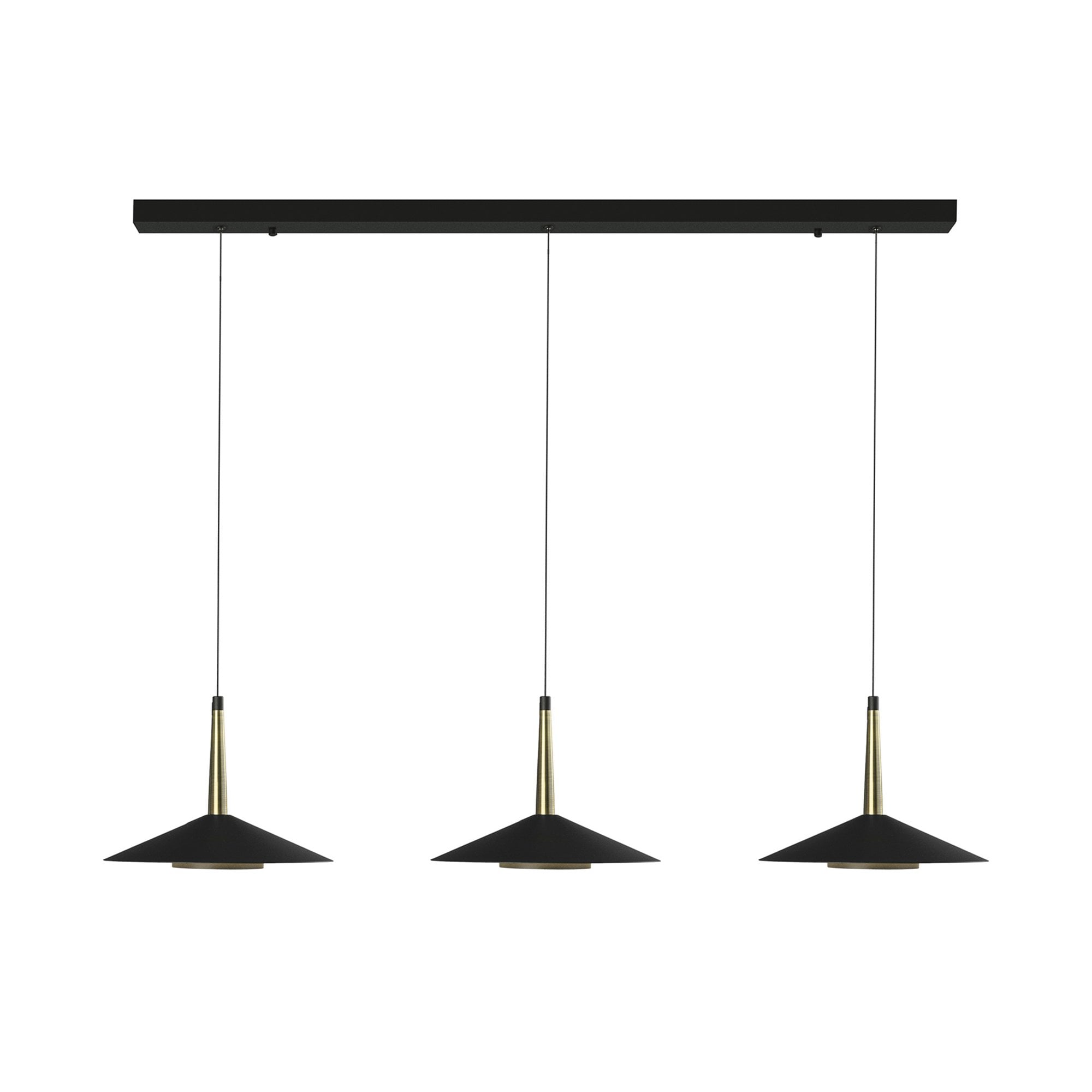 M7475 Orion 3 Light Linear Pendant 24W LED Black/Antique Brass