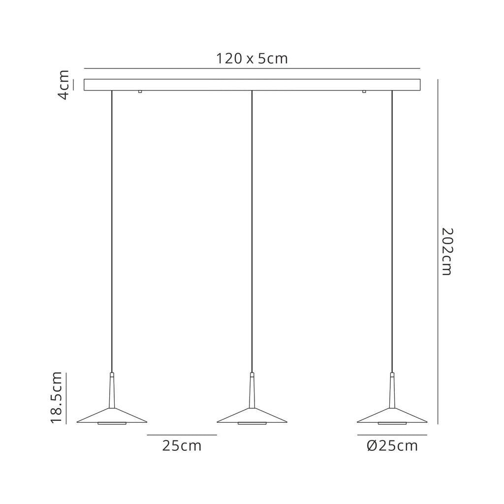 M7475 Orion 3 Light Linear Pendant 24W LED Black/Antique Brass