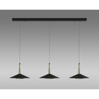 M7475 Orion 3 Light Linear Pendant 24W LED Black/Antique Brass