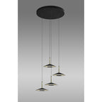 M7476 Orion 4 Light Round Pendant 32W LED Black/Antique Brass
