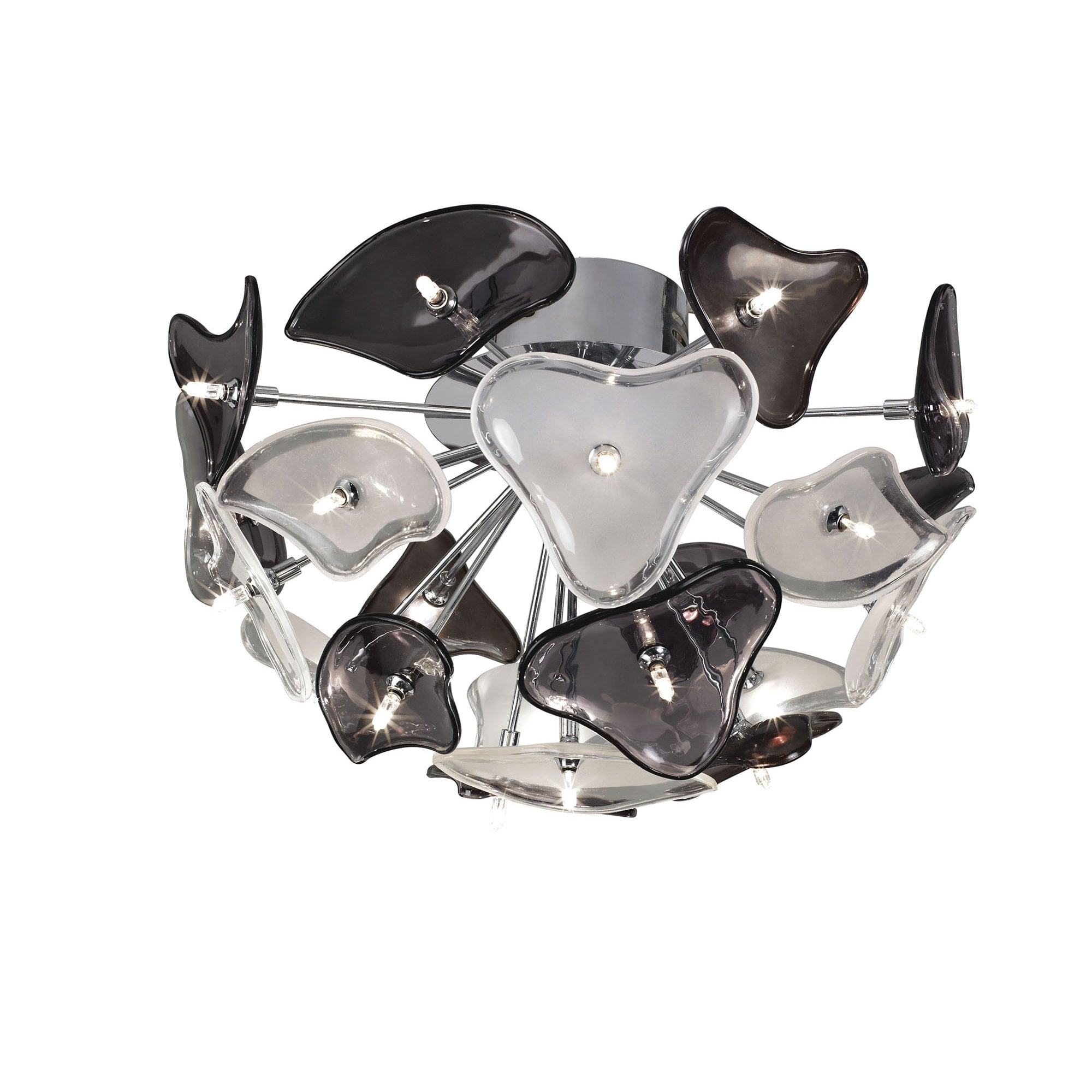 M0713 Otto Ceiling 21 Light G4 Polished Chrome/Frosted Glass/Black Glass
