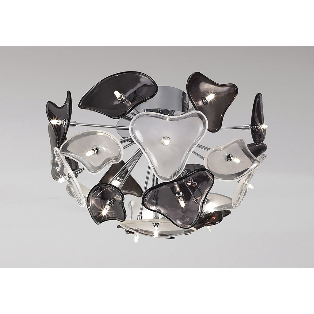 M0713 Otto Ceiling 21 Light G4 Polished Chrome/Frosted Glass/Black Glass