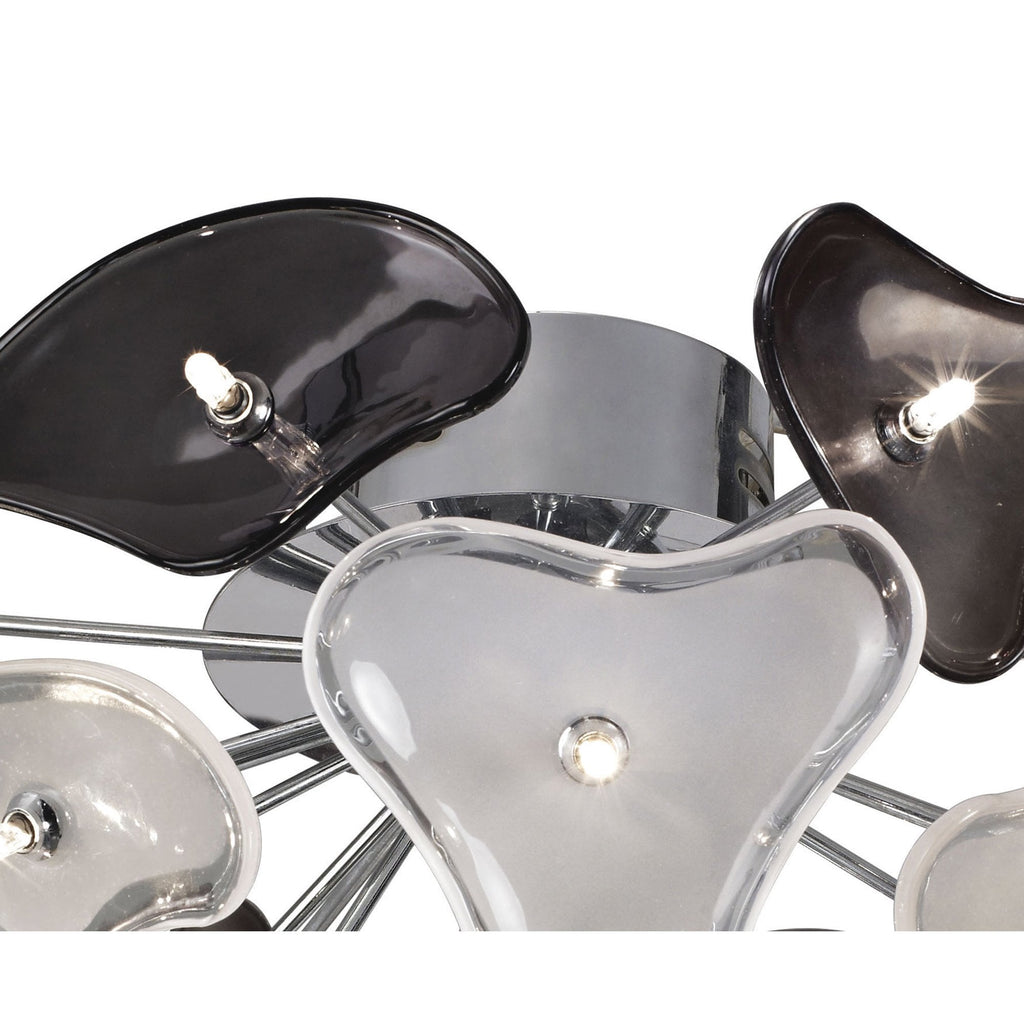 M0713 Otto Ceiling 21 Light G4 Polished Chrome/Frosted Glass/Black Glass
