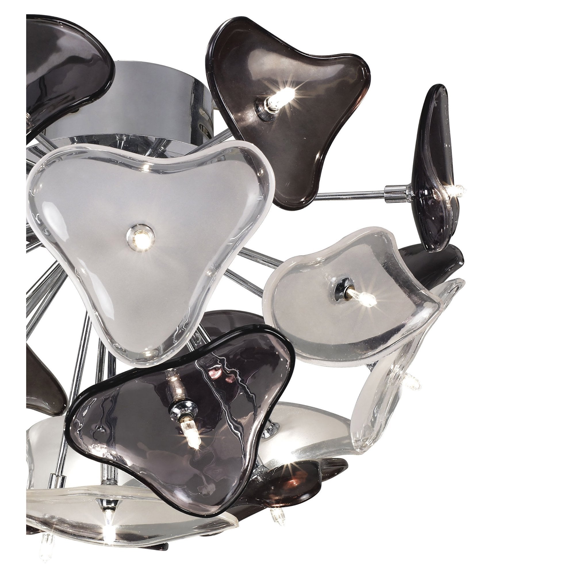 M0713 Otto Ceiling 21 Light G4 Polished Chrome/Frosted Glass/Black Glass