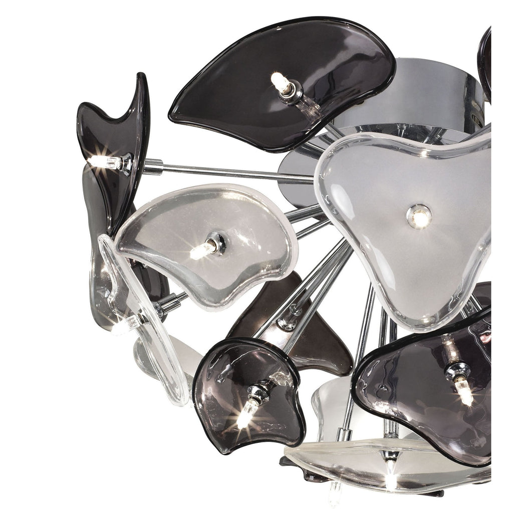M0713 Otto Ceiling 21 Light G4 Polished Chrome/Frosted Glass/Black Glass