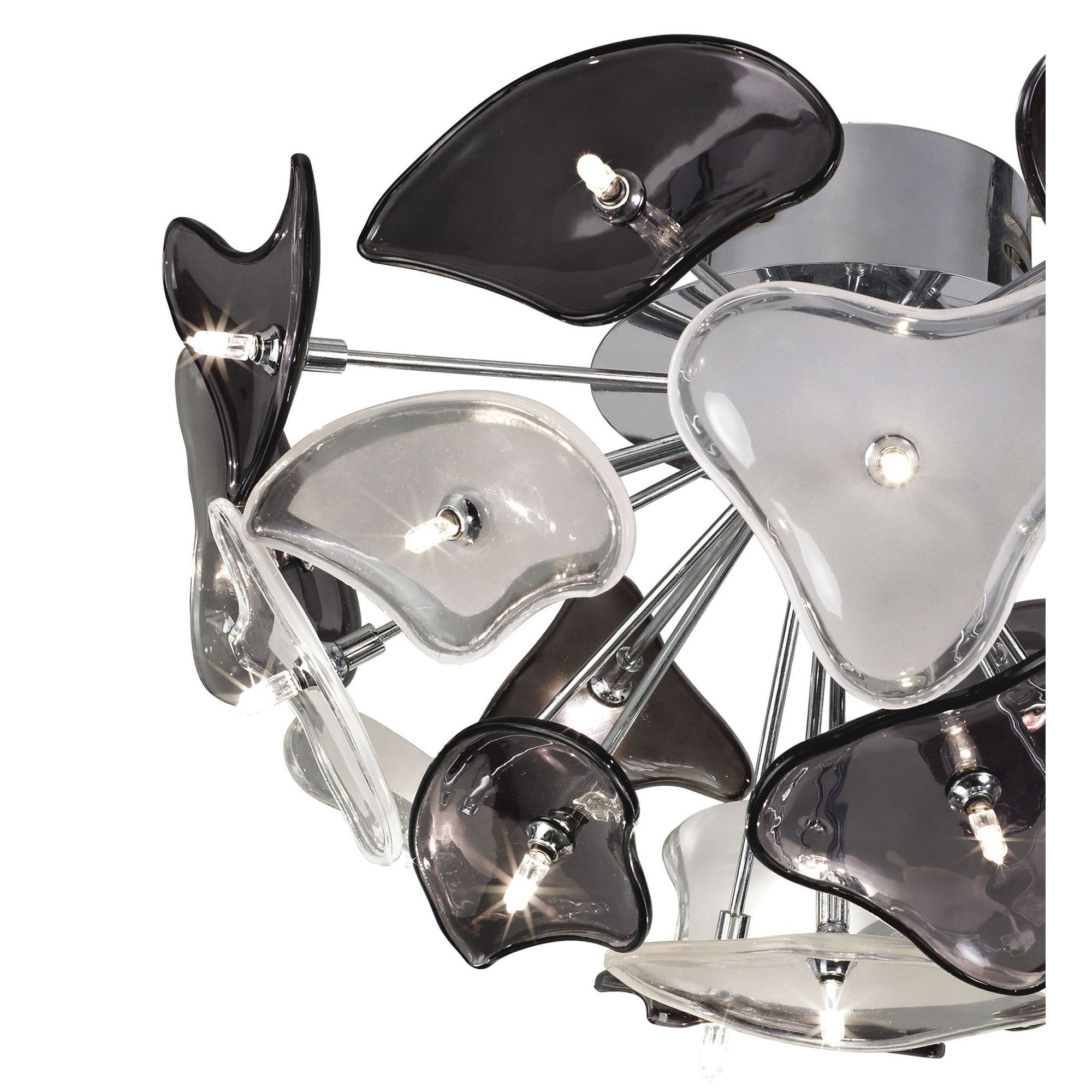 M0713 Otto Ceiling 21 Light G4 Polished Chrome/Frosted Glass/Black Glass