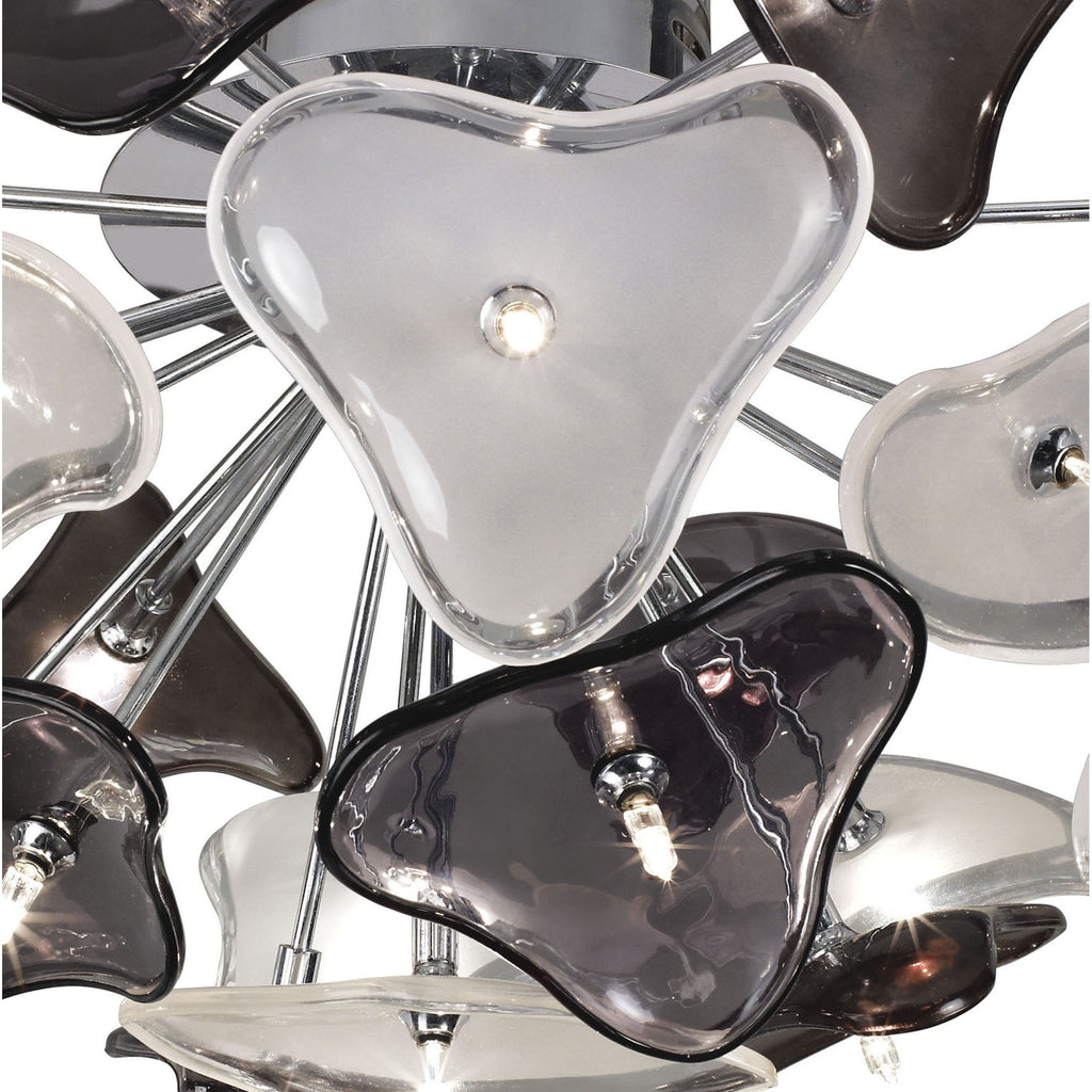 M0713 Otto Ceiling 21 Light G4 Polished Chrome/Frosted Glass/Black Glass