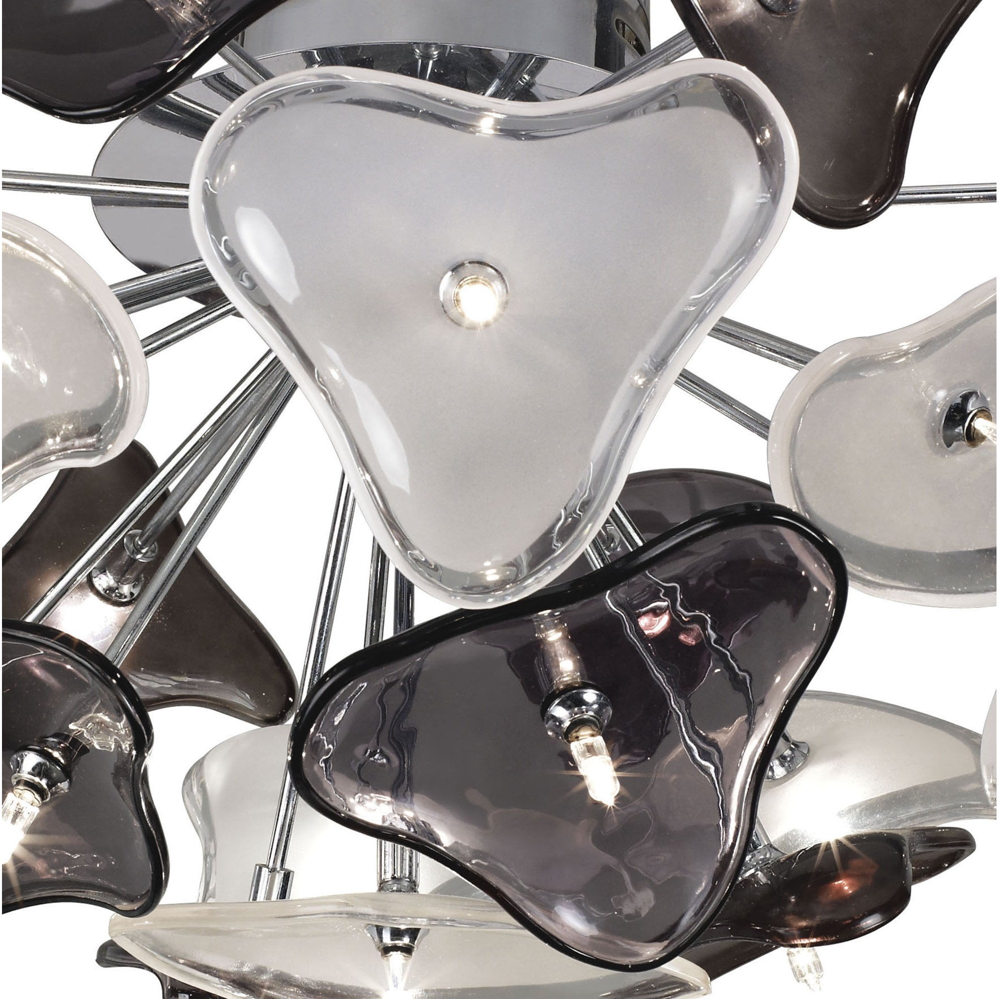 M0713 Otto Ceiling 21 Light G4 Polished Chrome/Frosted Glass/Black Glass