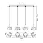 M3920 O2 Linear Pendant 4 Light G9 Line Polished Chrome