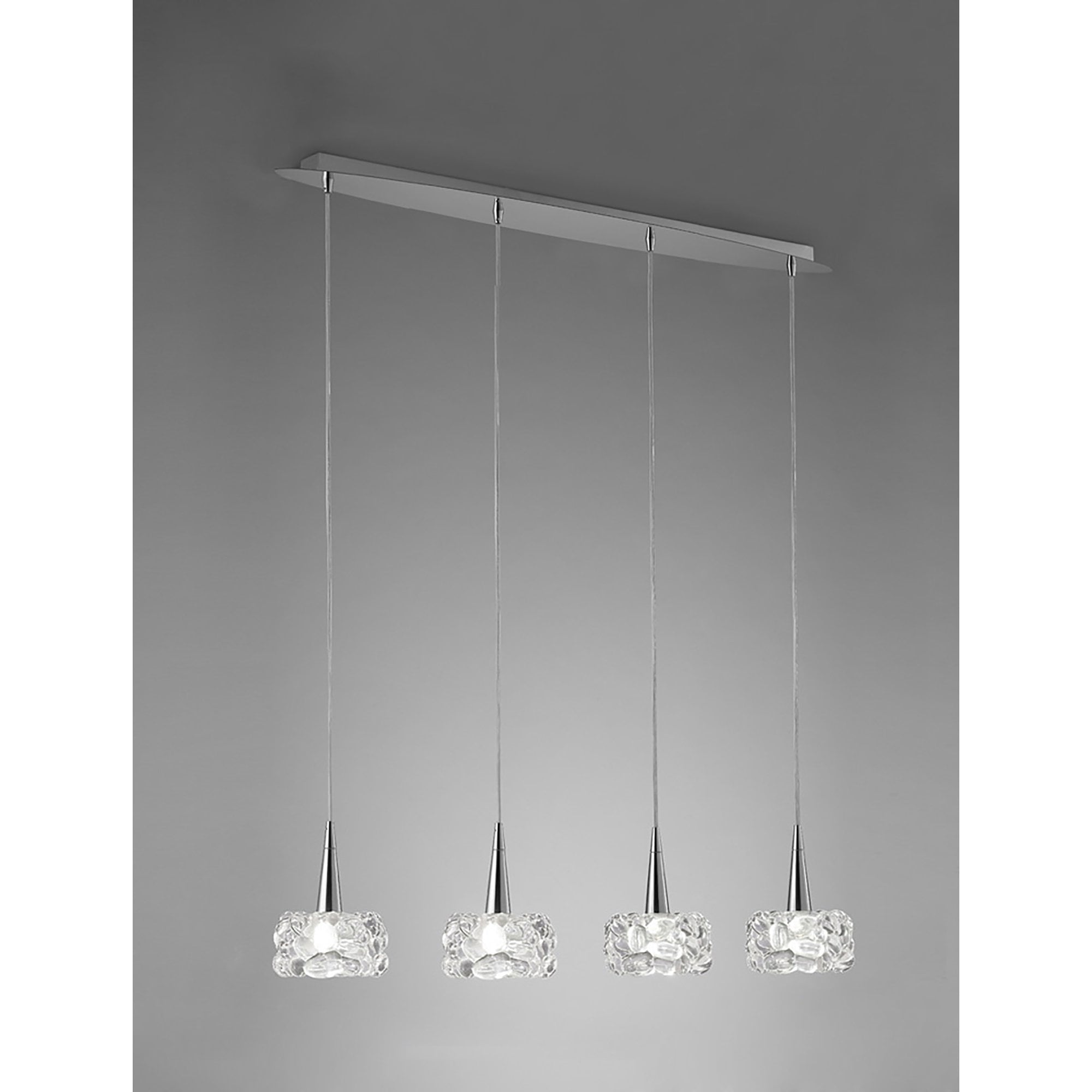 M3920 O2 Linear Pendant 4 Light G9 Line Polished Chrome