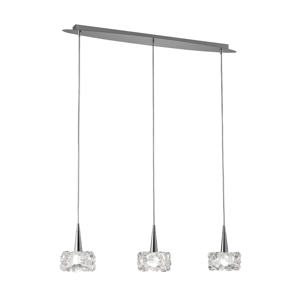 M3921 O2 Linear Pendant 3 Light G9 Line Small Polished Chrome