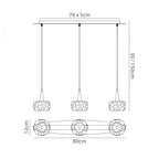 M3921 O2 Linear Pendant 3 Light G9 Line Small Polished Chrome