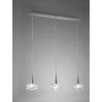M3921 O2 Linear Pendant 3 Light G9 Line Small Polished Chrome