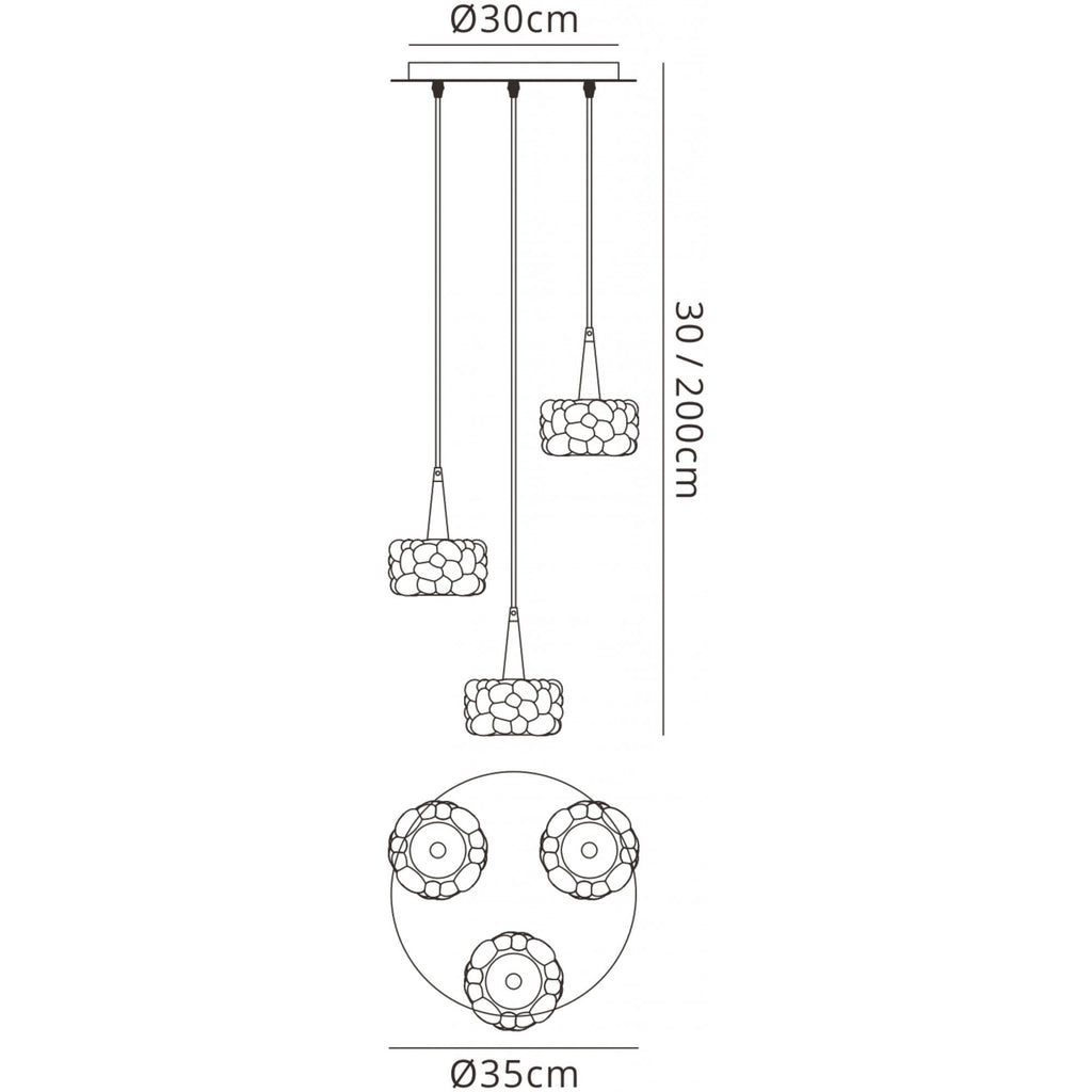 M3922 O2 Pendant 3 Light G9 Polished Chrome