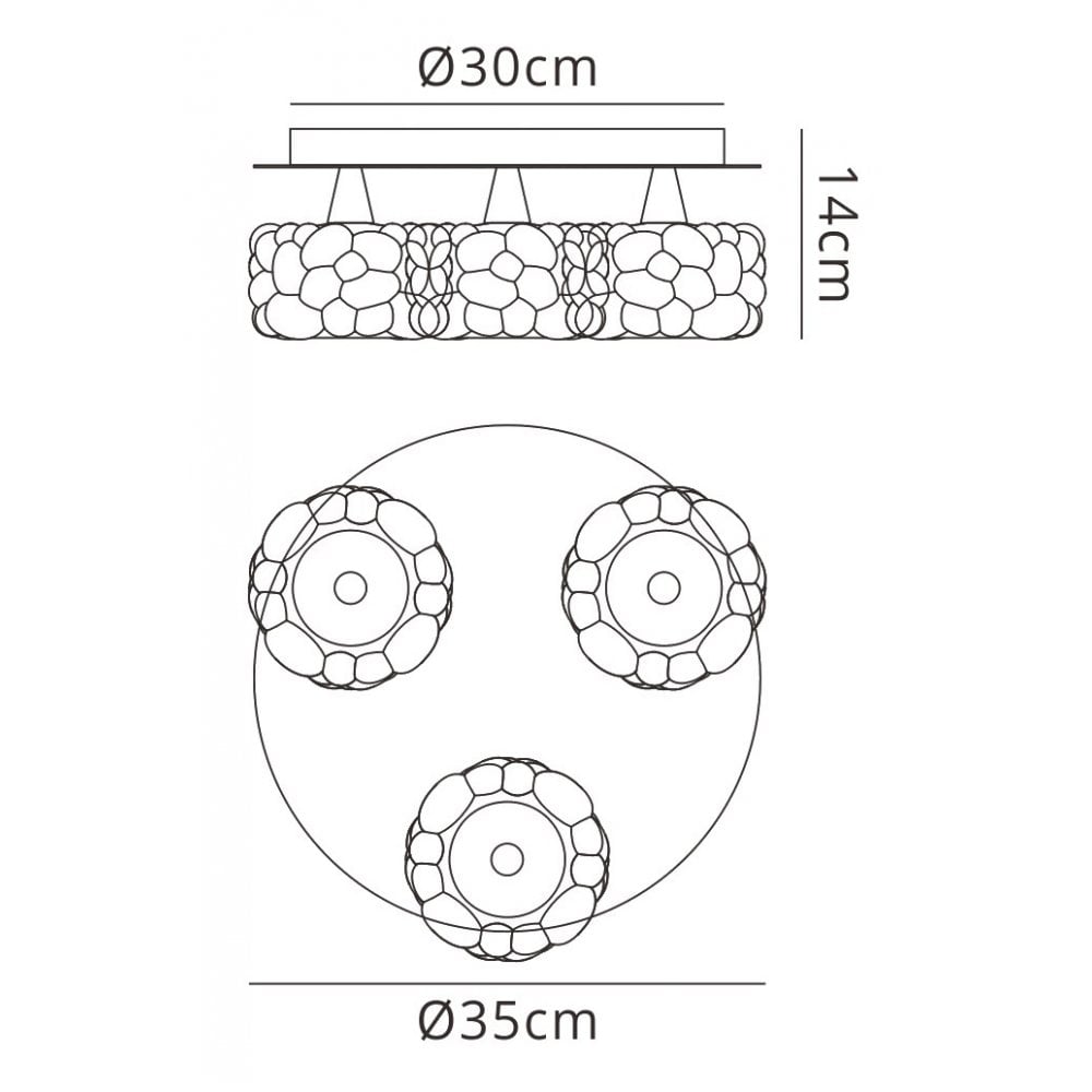 M3925 O2 Flush Ceiling 3 Light G9 Small Polished Chrome