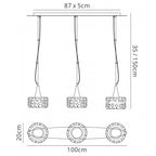 M3931 O2 Linear Pendant 3 Light E27 Line Large Polished Chrome