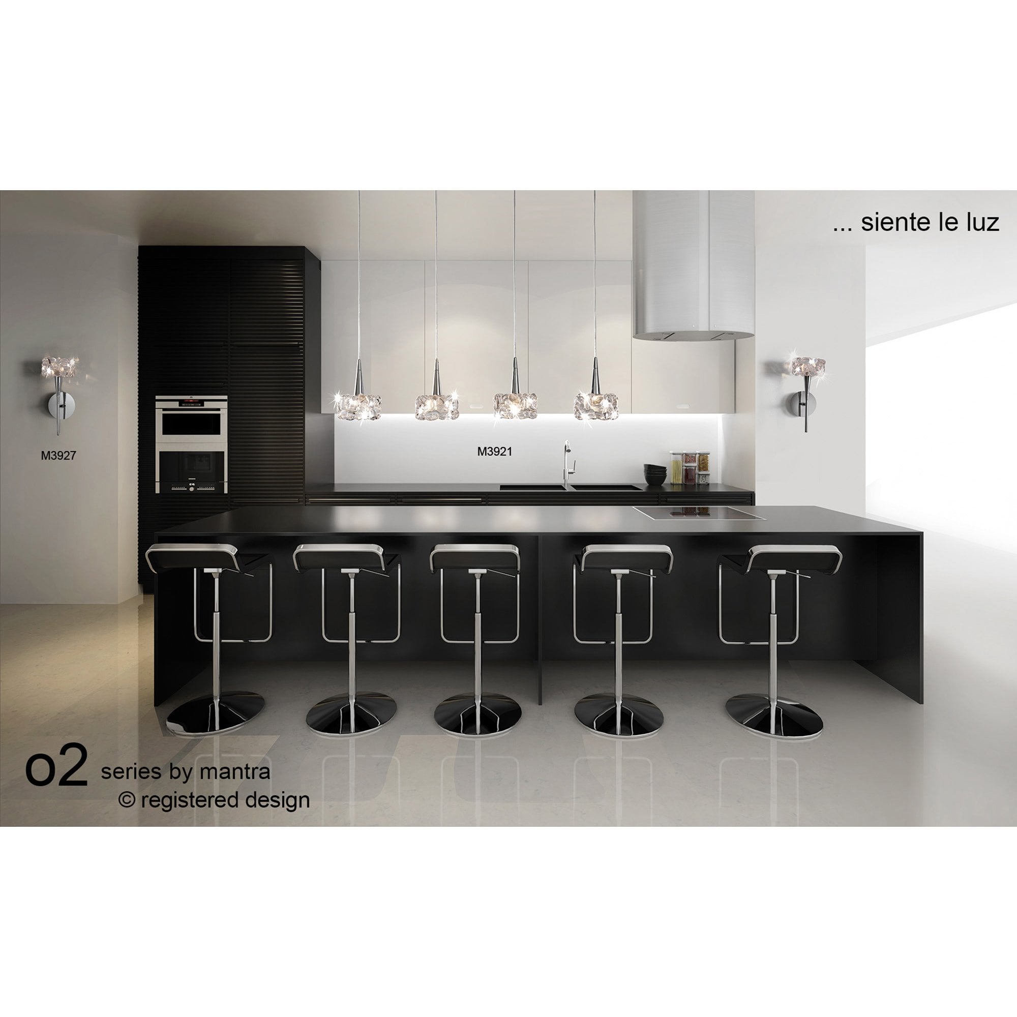 M3931 O2 Linear Pendant 3 Light E27 Line Large Polished Chrome