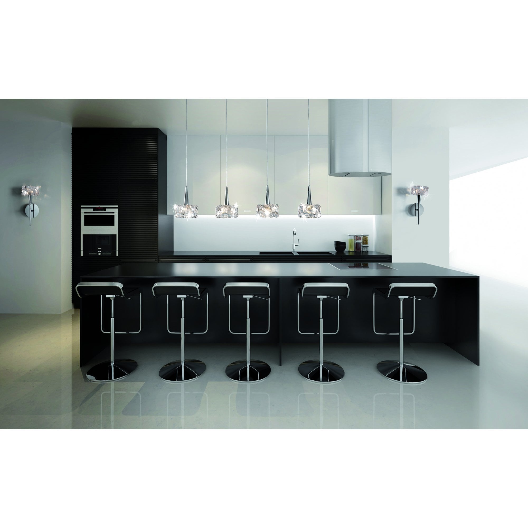 M3933 O2 Pendant 1 Light E27 Large Polished Chrome