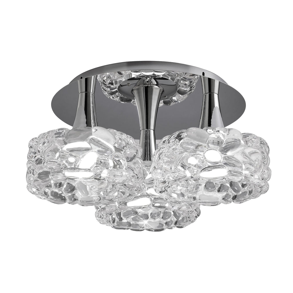 M3935 O2 Flush Ceiling 3 Light E27 Large Polished Chrome