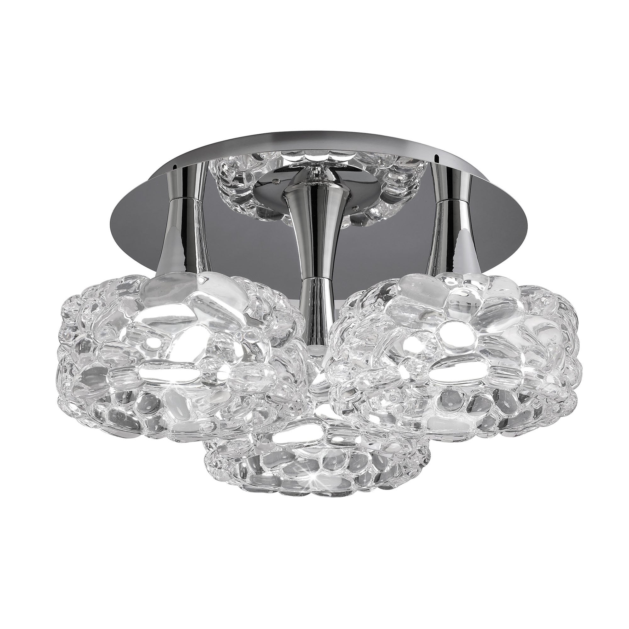 M3935 O2 Flush Ceiling 3 Light E27 Large Polished Chrome