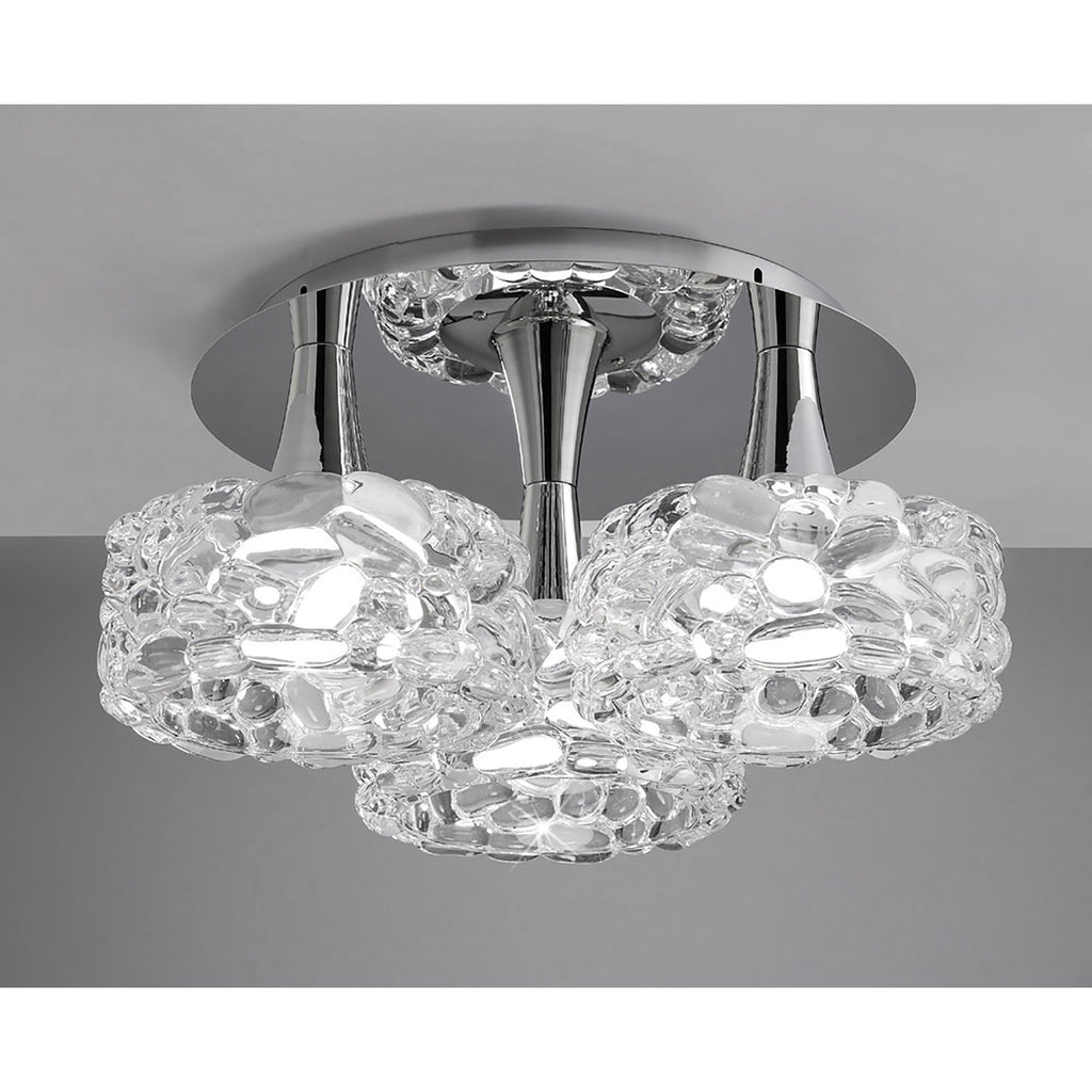 M3935 O2 Flush Ceiling 3 Light E27 Large Polished Chrome