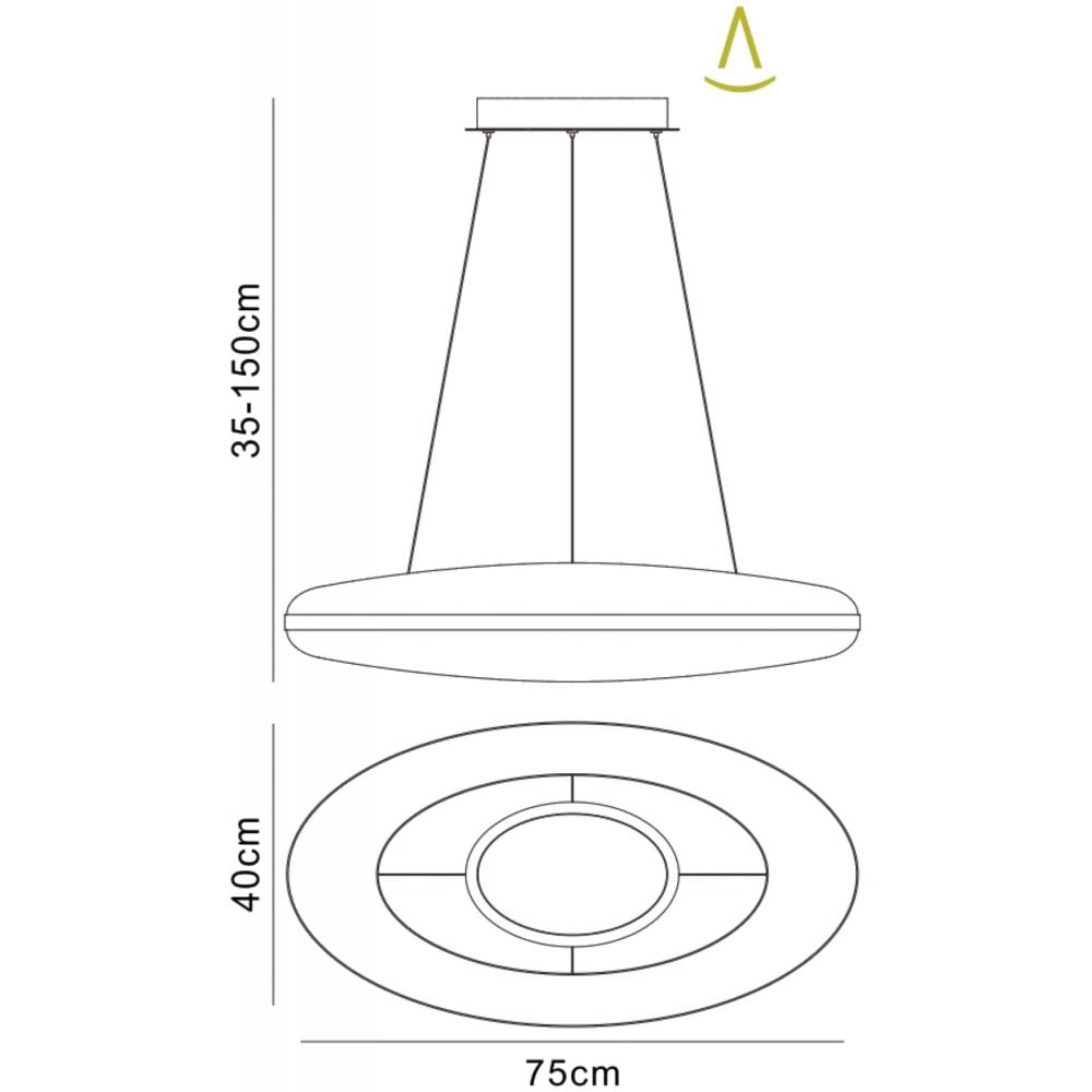 M4900 Oakley Oval Pendant 80W LED Polished Chrome / Frosted Acrylic