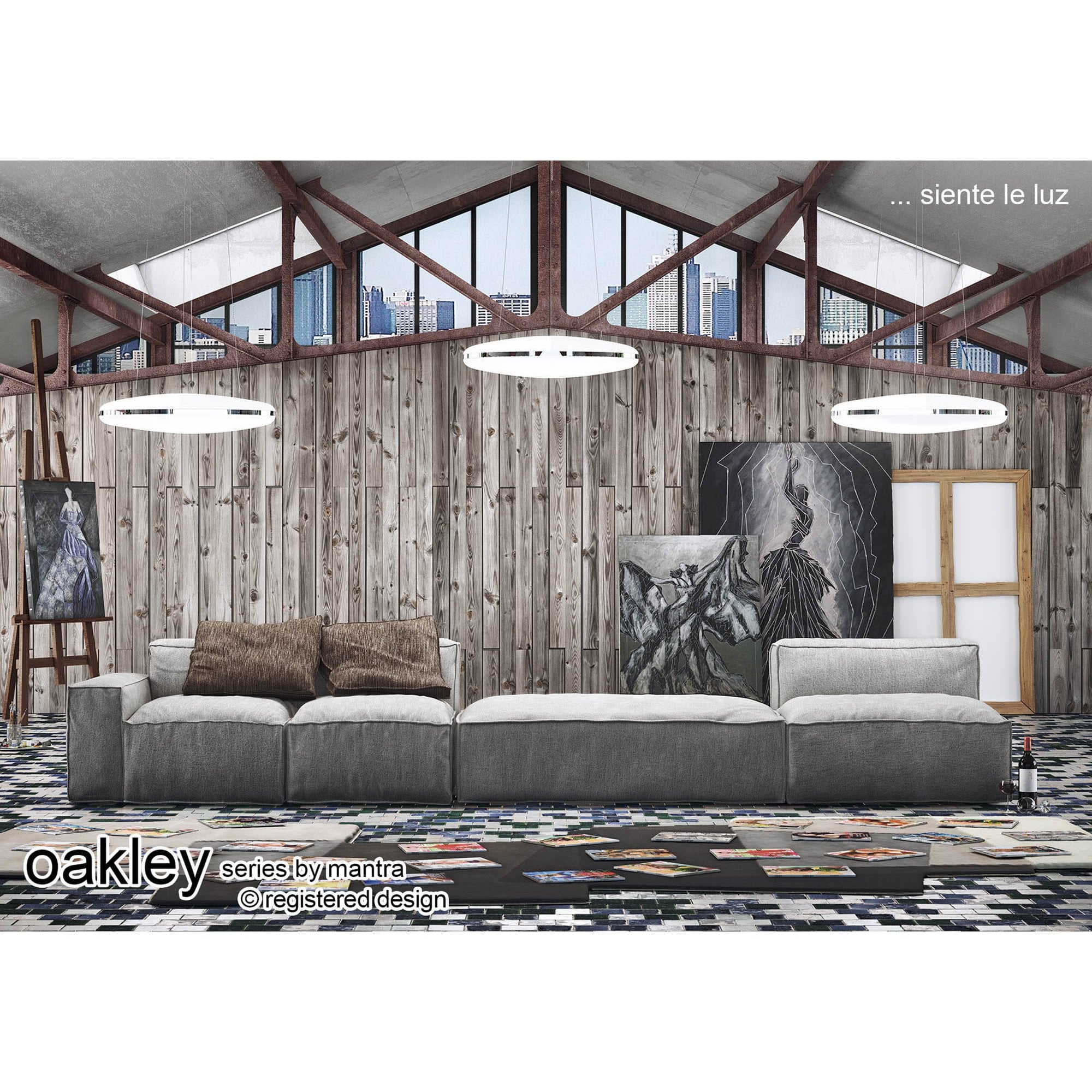 M4900 Oakley Oval Pendant 80W LED Polished Chrome / Frosted Acrylic