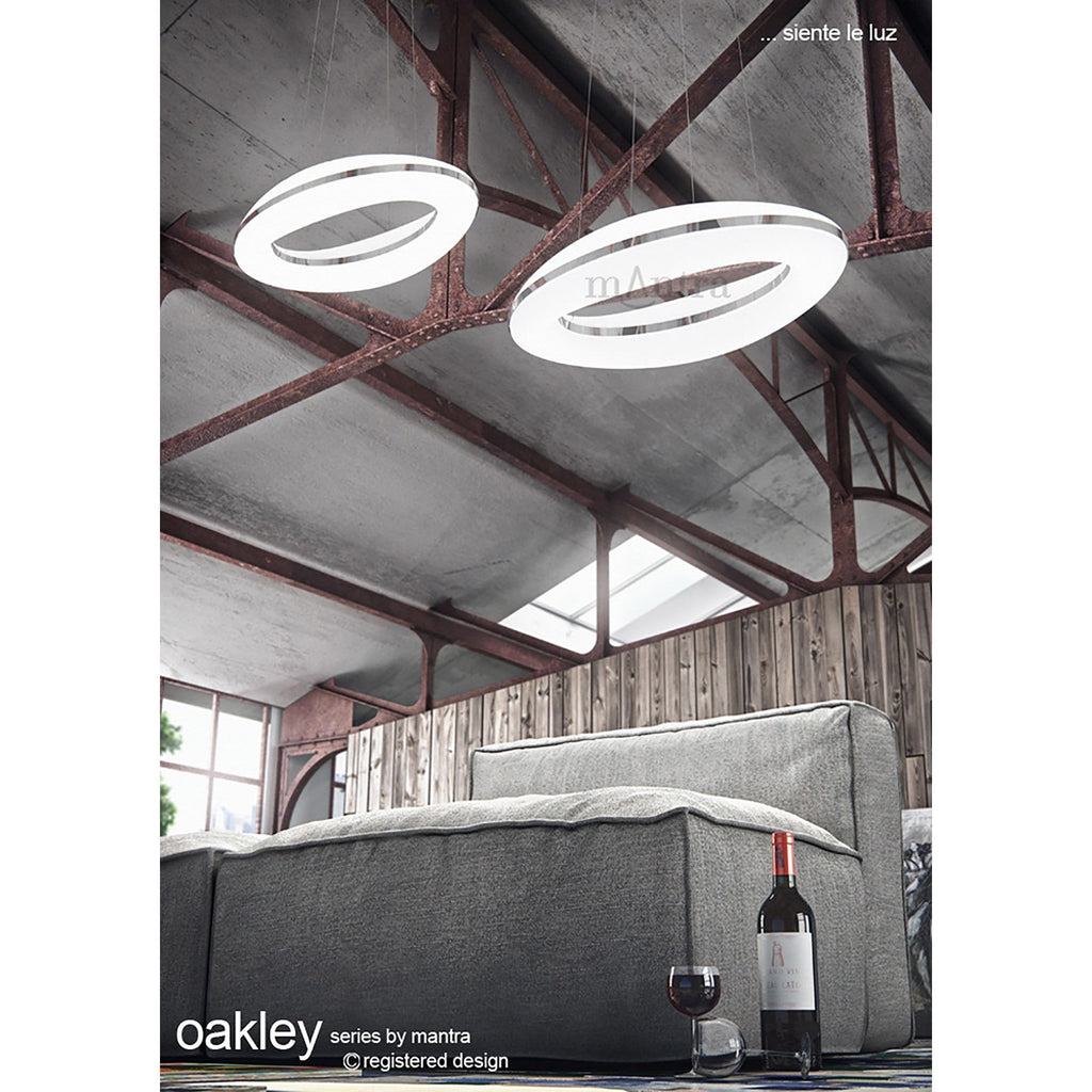 M4900 Oakley Oval Pendant 80W LED Polished Chrome / Frosted Acrylic