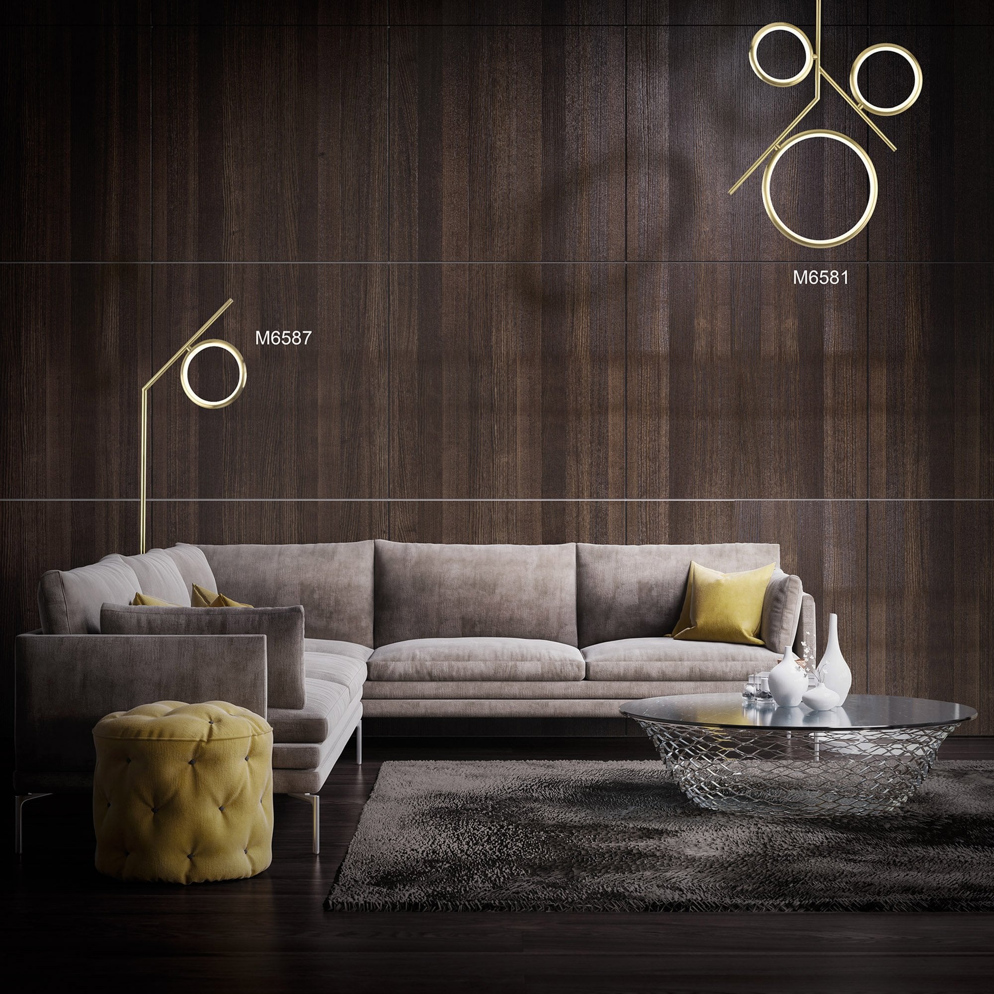 M6581 Olimpia Ceiling 36W LED Satin Gold