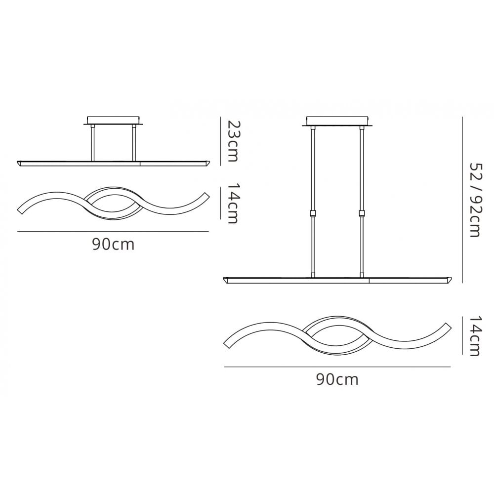 M3567 On Telescopic Convertible To Semi Flush Linear 28W LED Polished Chrome Frosted Acrylic