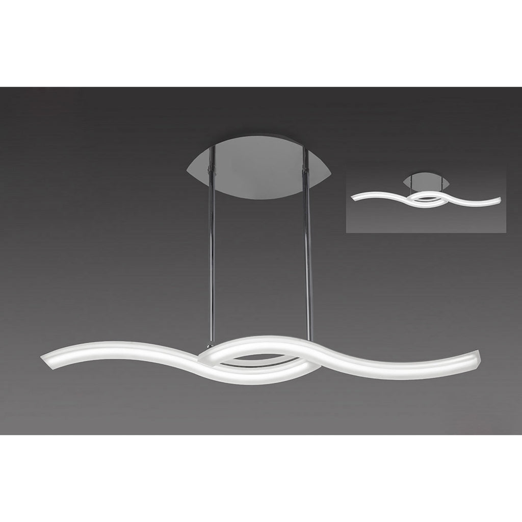 M3567 On Telescopic Convertible To Semi Flush Linear 28W LED Polished Chrome Frosted Acrylic