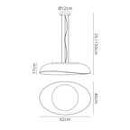 M4891 Opal Oval Pendant 4 Light E27 Polished Chrome/Frosted White Glass