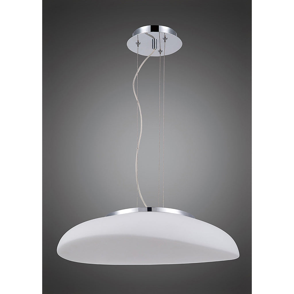 M4891 Opal Oval Pendant 4 Light E27 Polished Chrome/Frosted White Glass