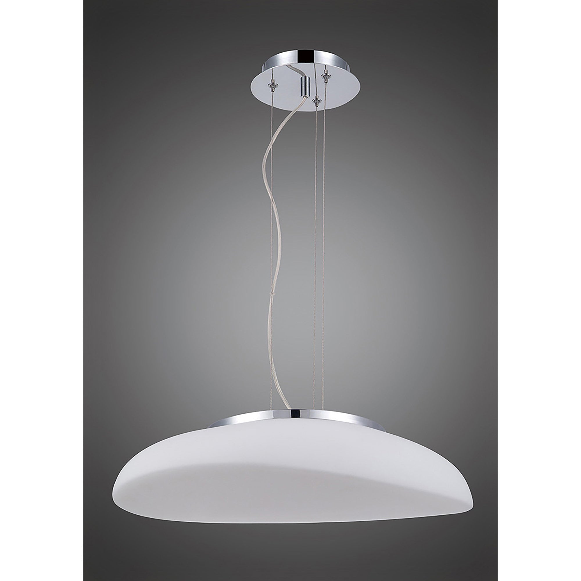 M4891 Opal Oval Pendant 4 Light E27 Polished Chrome/Frosted White Glass