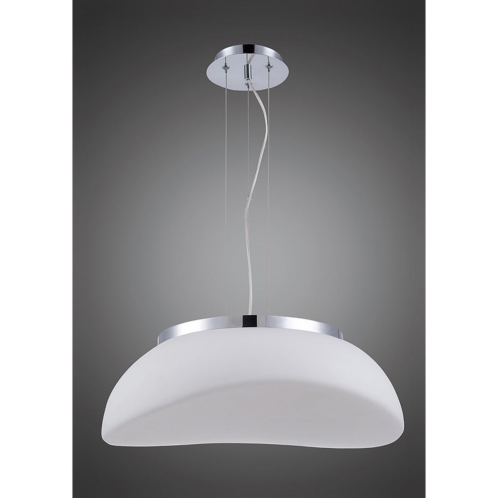 M4892 Opal Pendant 3 Light E27 Polished Chrome/Frosted White Glass