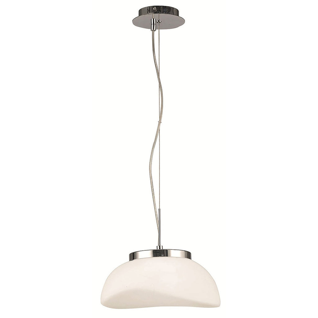 M4893 Opal Pendant 1 Light E27 Polished Chrome/Frosted White Glass
