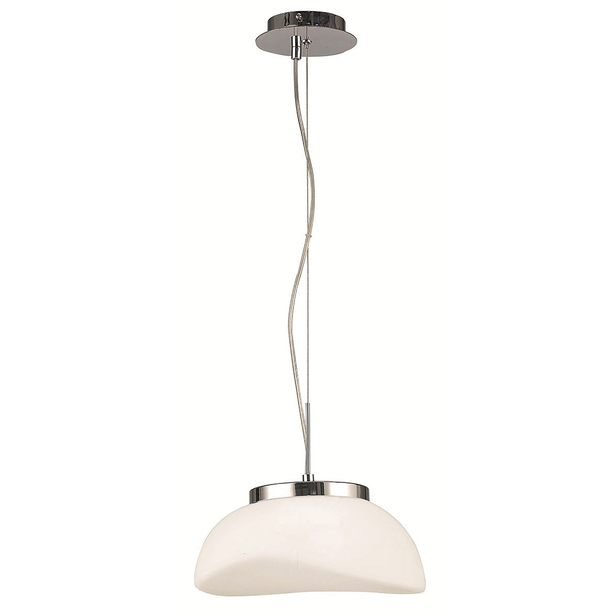 M4893 Opal Pendant 1 Light E27 Polished Chrome/Frosted White Glass